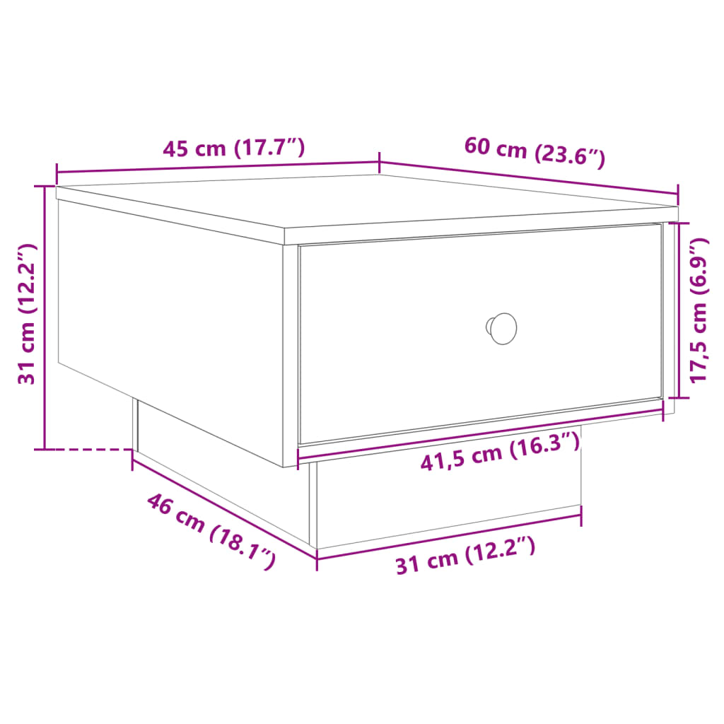 vidaXL Klubska mizica sonoma hrast 60x45x31 cm inženirski les