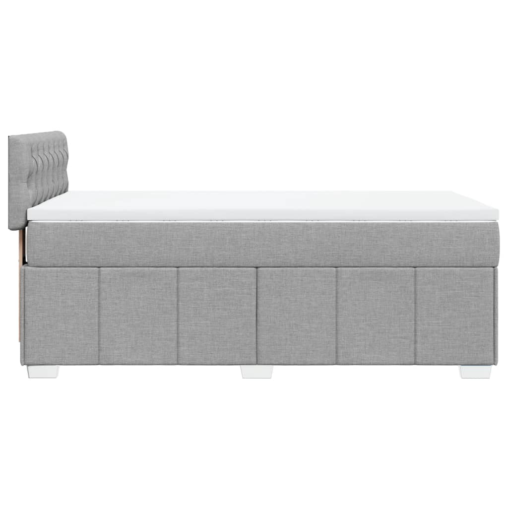 vidaXL Box spring postelja z vzmetnico svetlo siva 90x200 cm blago