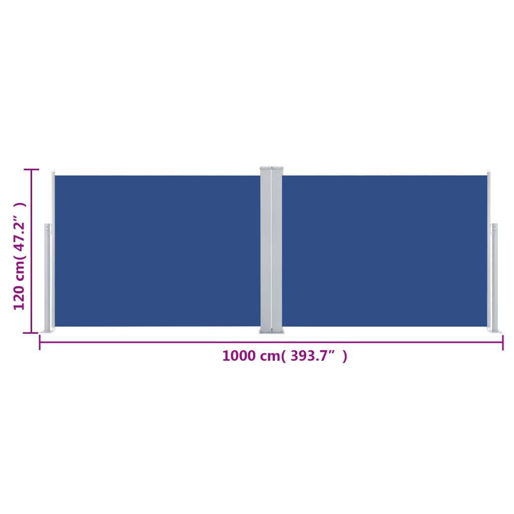 vidaXL Zložljiva stranska tenda modra 120x1000 cm