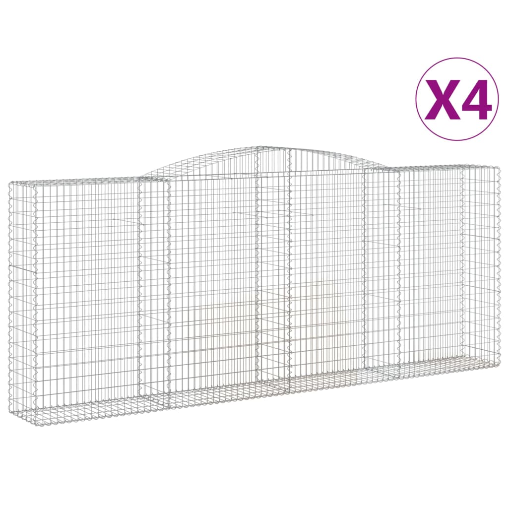 vidaXL Obokane gabion košare 4 kosi 400x50x160/180 cm pocinkano železo