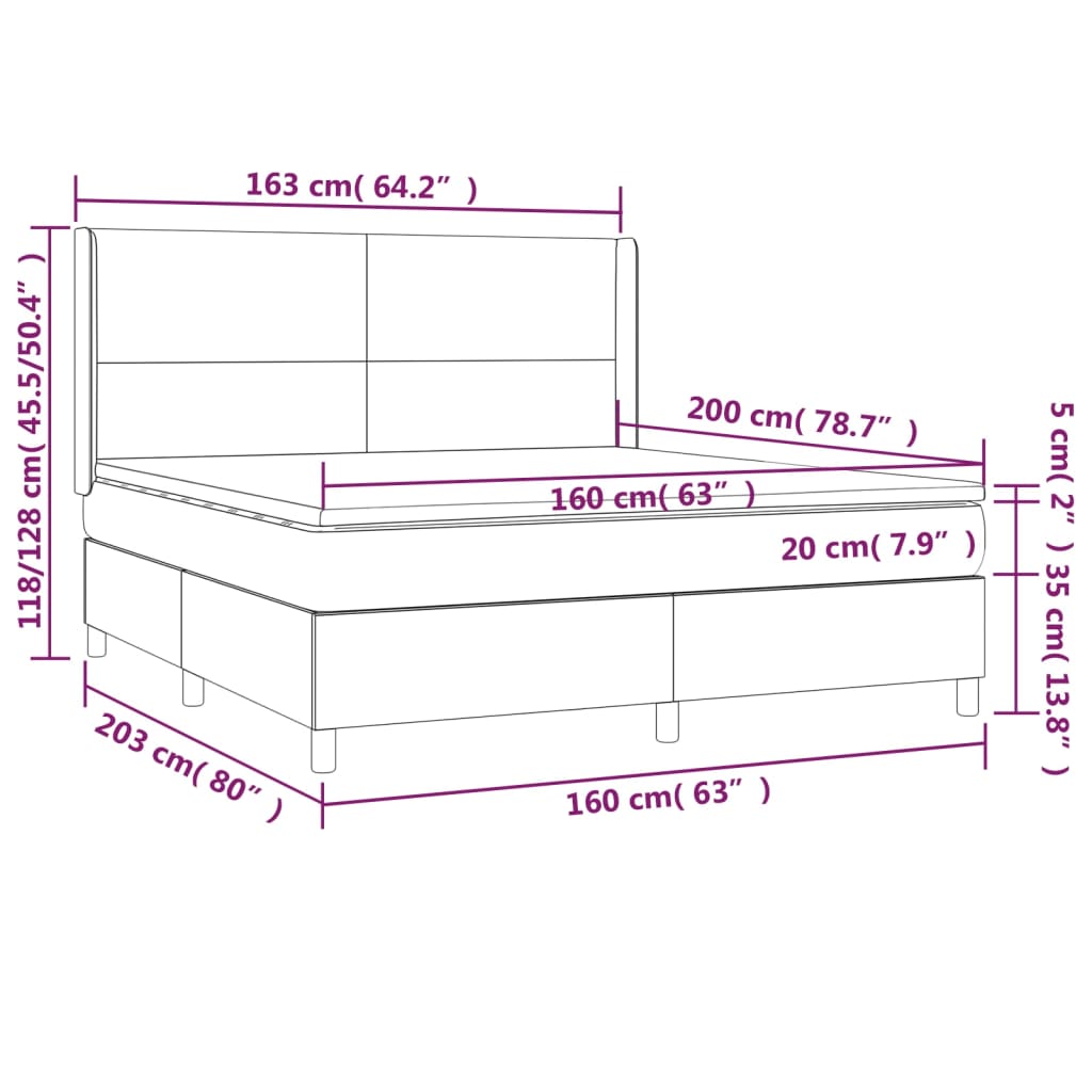 vidaXL Box spring postelja z vzmetnico temno modra 160x200 cm žamet