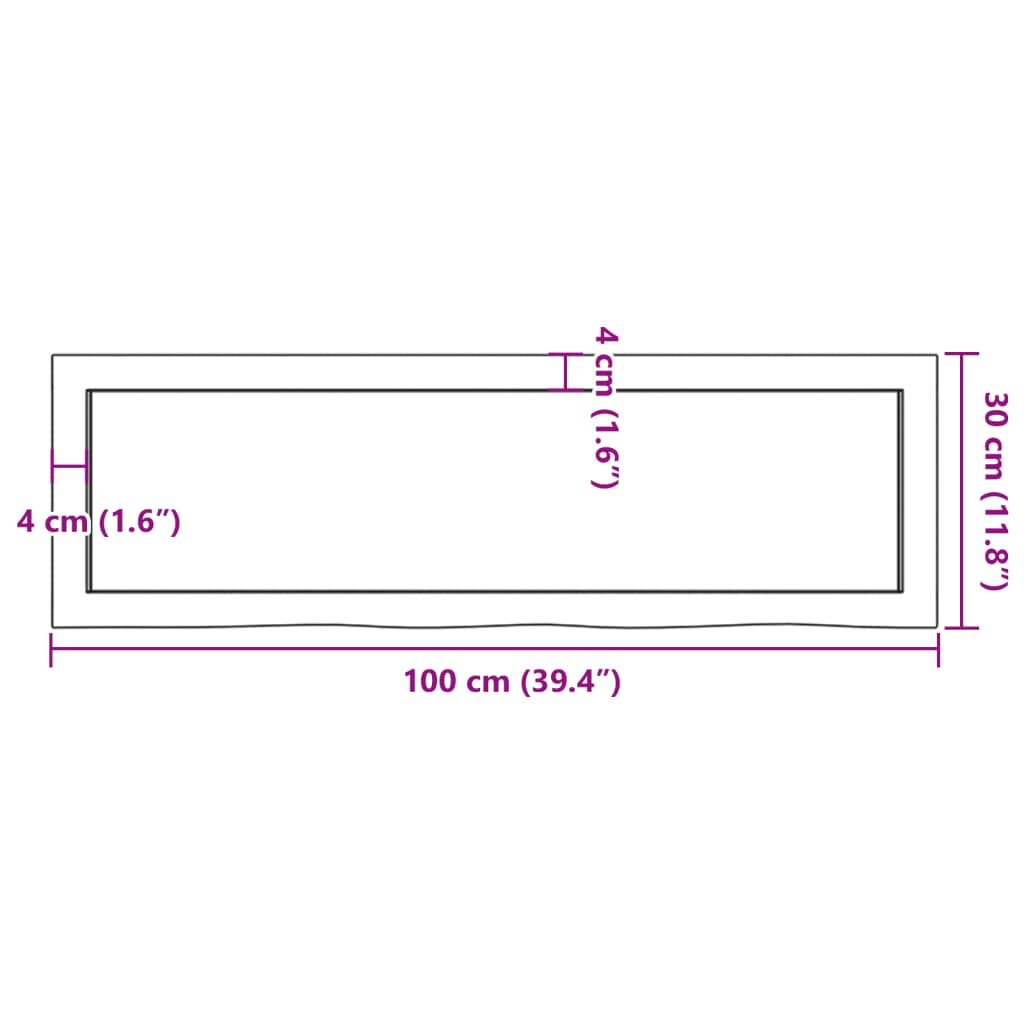 vidaXL Kopalniški pult 100x30x(2-6) cm neobdelan trden les