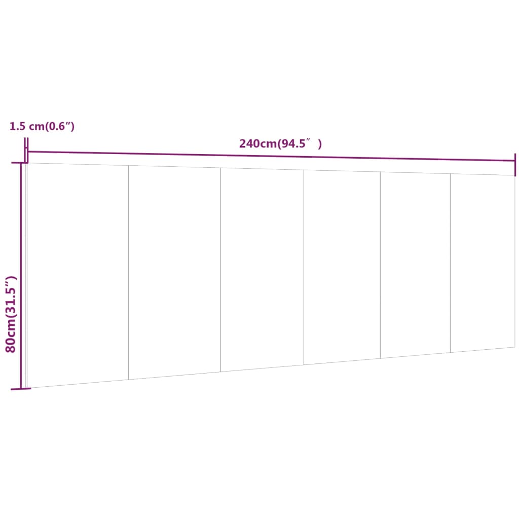 vidaXL Posteljno vzglavje črno 240x1,5x80 cm konstruiran les