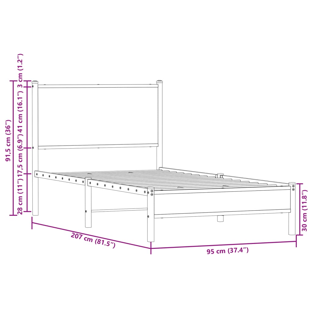 vidaXL Posteljni okvir z vzglavjem rjavi hrast 90x200 cm