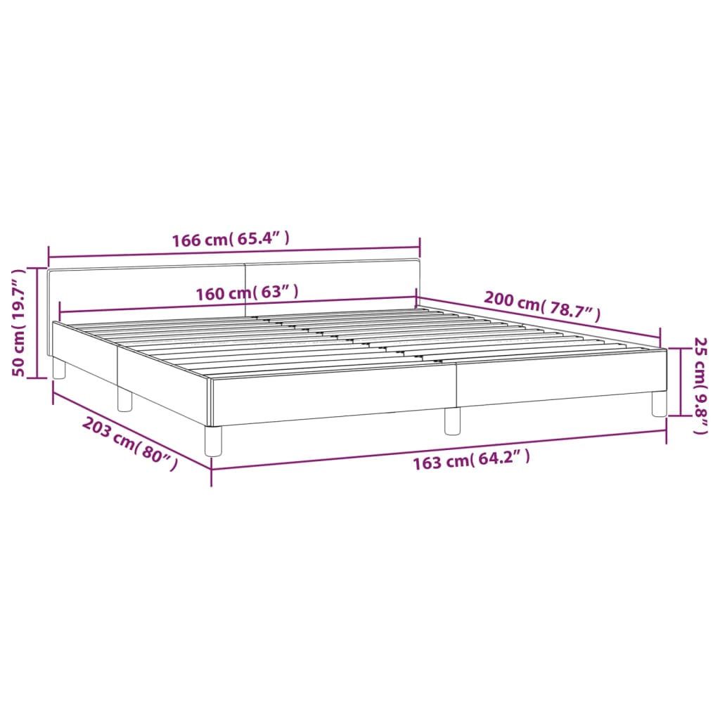 vidaXL Posteljni okvir brez vzmetnice temno rjav 160x200 cm blago