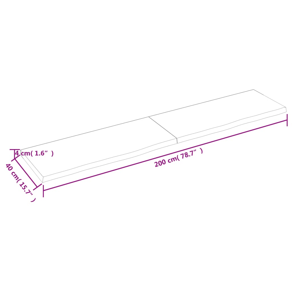 vidaXL Mizna plošča 200x40x(2-4) cm neobdelana trdna hrastovina