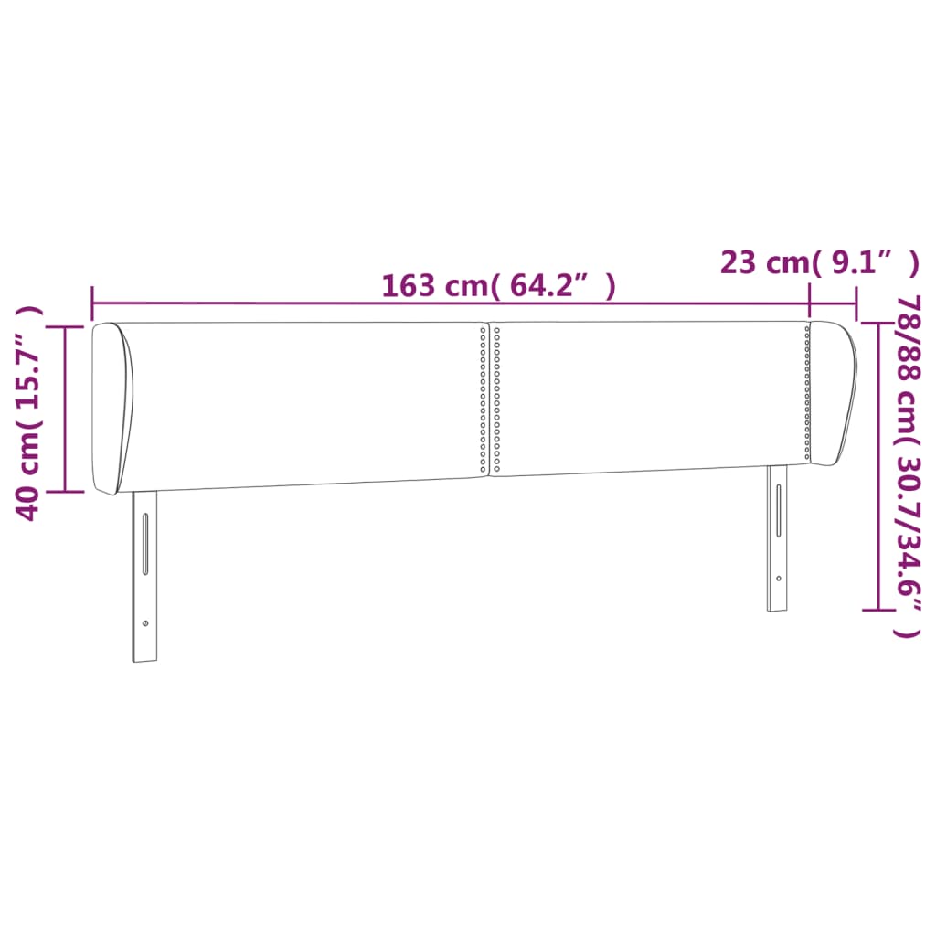 vidaXL Vzglavje z ušesi krem 163x23x78/88 cm blago