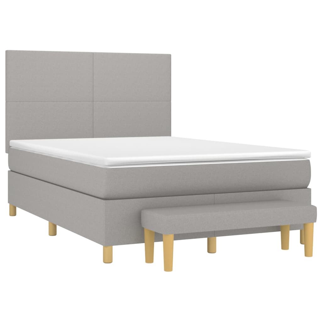vidaXL Box spring postelja z vzmetnico svetlo siva 140x200 cm blago