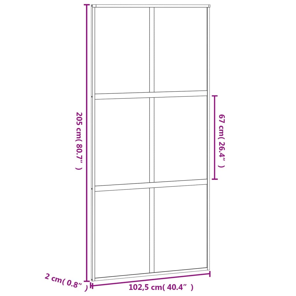 vidaXL Drsna vrata črna 102,5x205 cm kaljeno steklo in aluminij