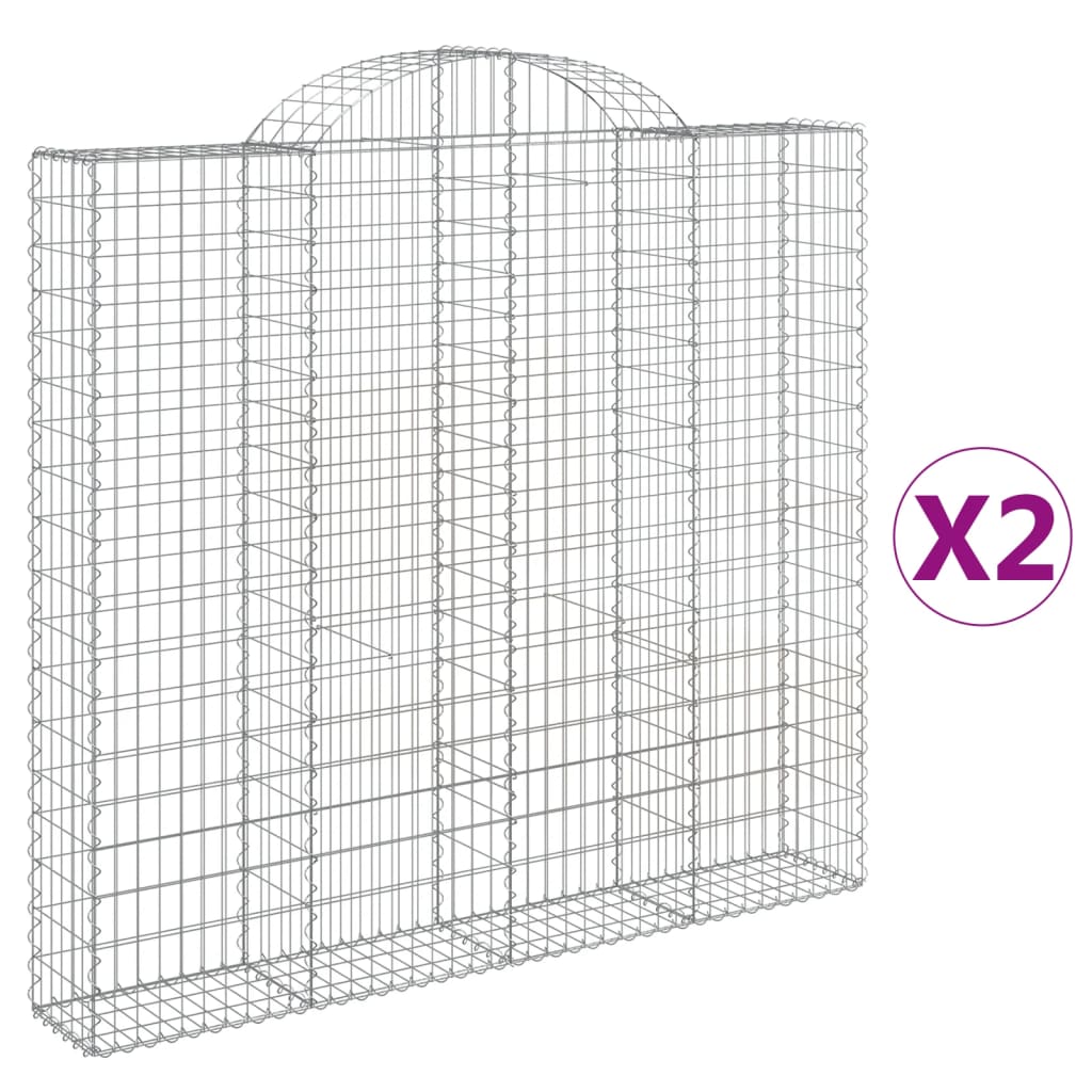 vidaXL Obokane gabion košare 2 kosa 200x30x180/200 cm pocinkano železo