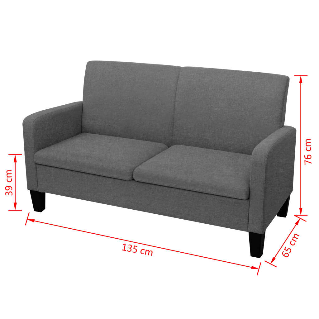 vidaXL Kavč dvosed 135x65x76 cm temno sive barve