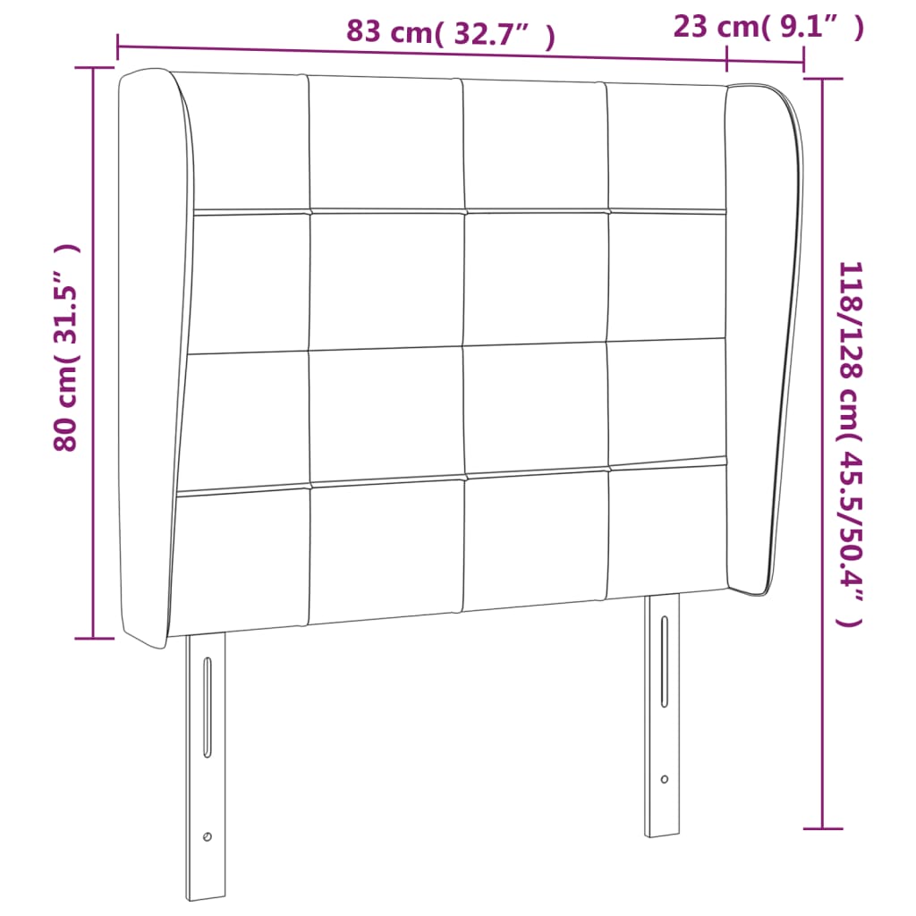 vidaXL Vzglavje z ušesi temno rjavo 83x23x118/128 cm blago