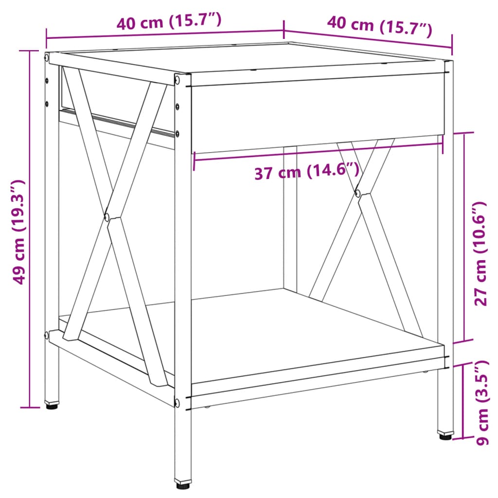 vidaXL Klubska mizica z neskončnimi LED črna 40x40x49 cm