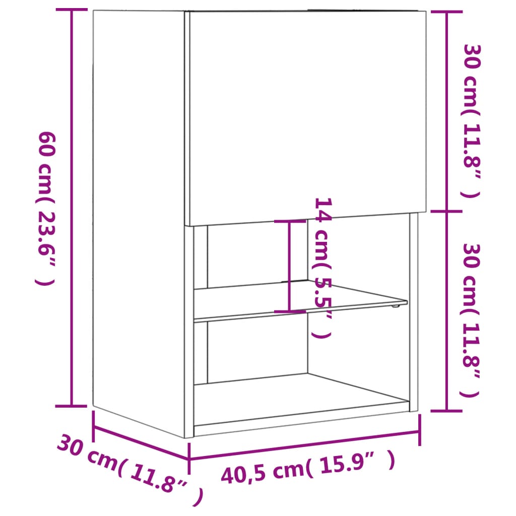 vidaXL TV omarica z LED lučmi bela 40,5x30x60 cm