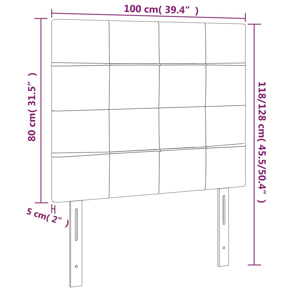 vidaXL LED posteljno vzglavje krem 100x5x118/128 cm blago