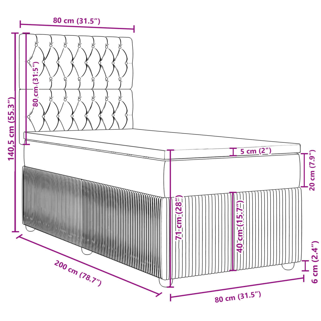 vidaXL Box spring postelja z vzmetnico črna 80x200 cm žamet