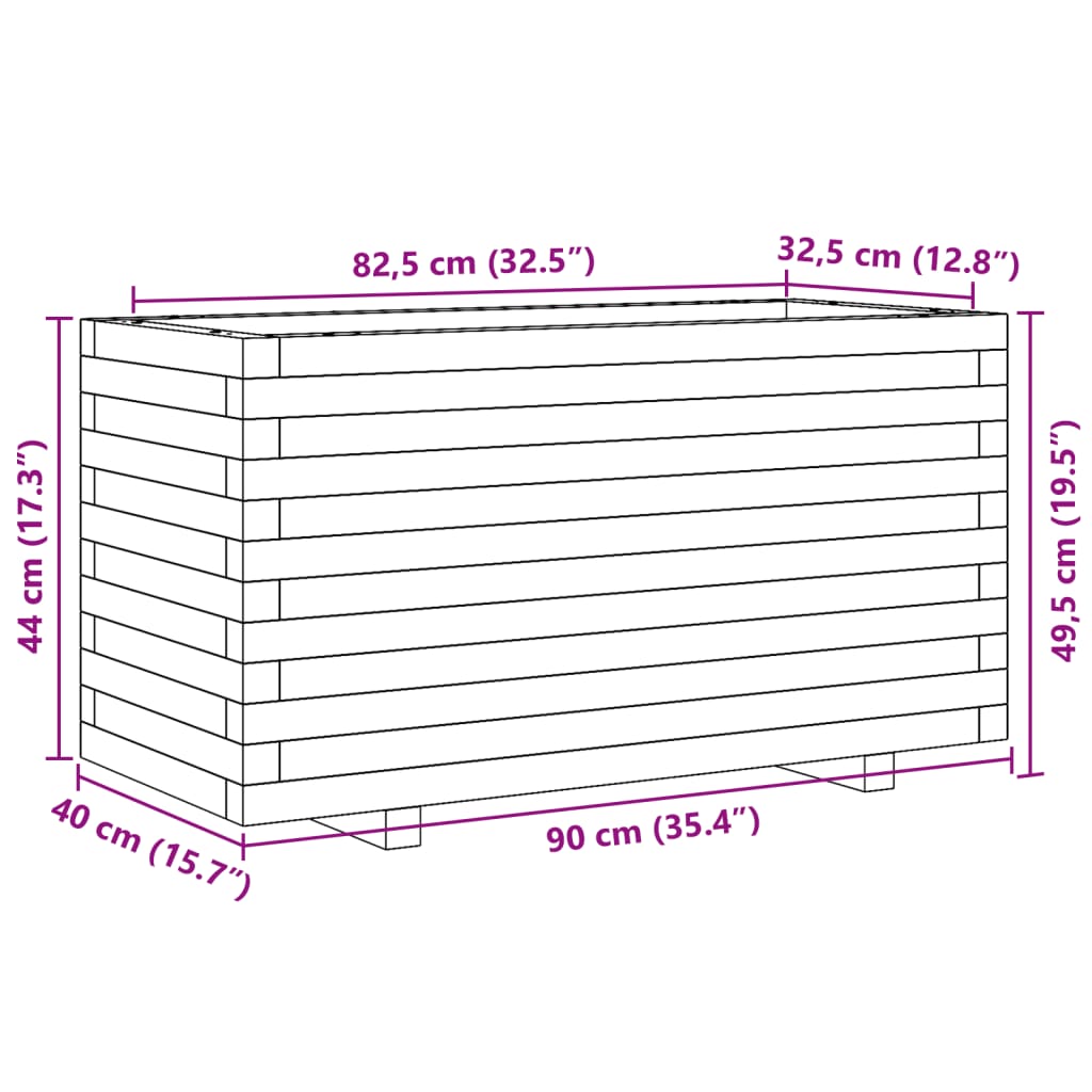 vidaXL Vrtno cvetlično korito 90x40x49,5 cm trdna borovina