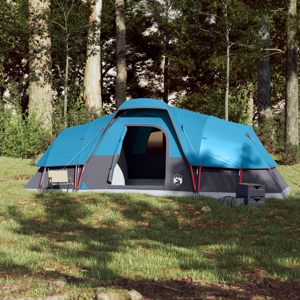 vidaXL Družinski šotor za 11 oseb moder vodoodporen