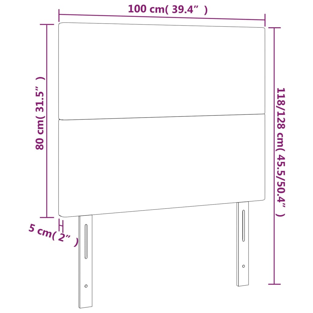 vidaXL LED posteljno vzglavje krem 100x5x118/128 cm umetno usnje