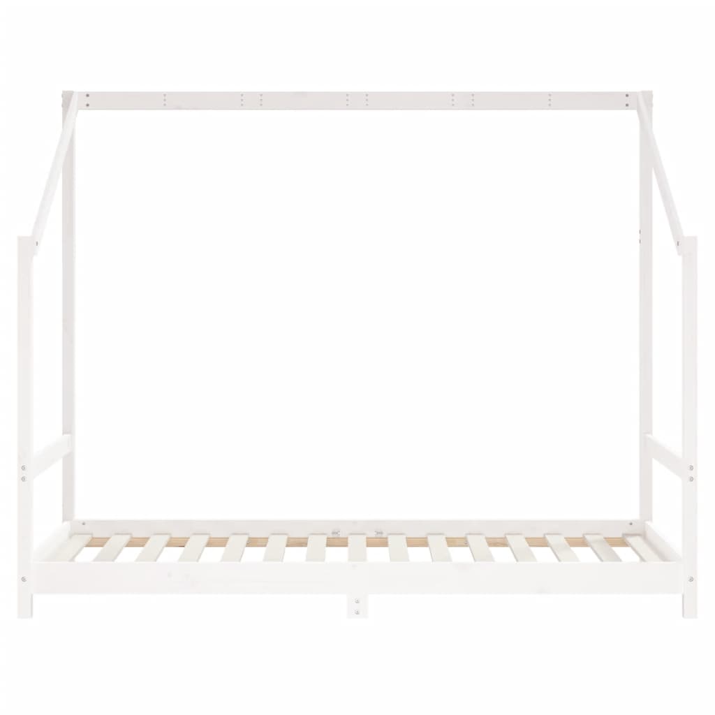 vidaXL Otroški posteljni okvir bel 2x(90x190) cm trdna borovina