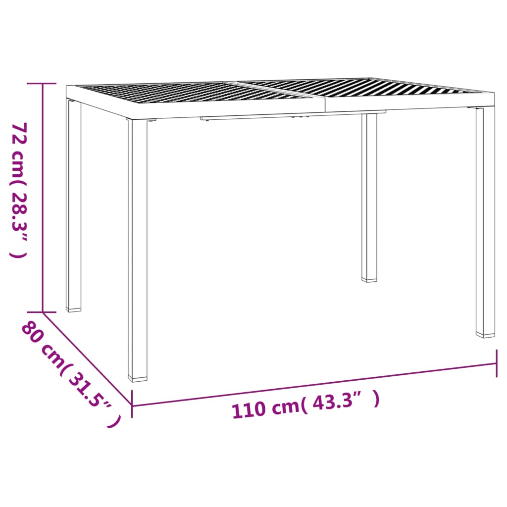 vidaXL Vrtna miza antracitna 110x80x72 cm jeklo