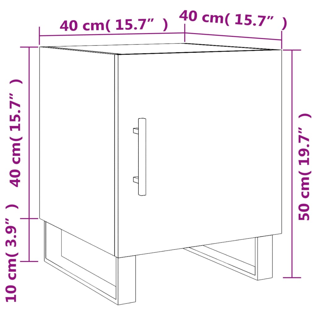 vidaXL Nočna omarica sonoma hrast 40x40x50 cm inženirski les