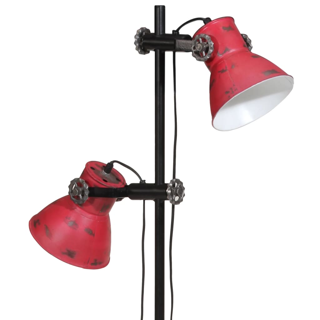 vidaXL Stoječa svetilka 25 W obrabljeno rdeča 25x25x90/160 cm E27