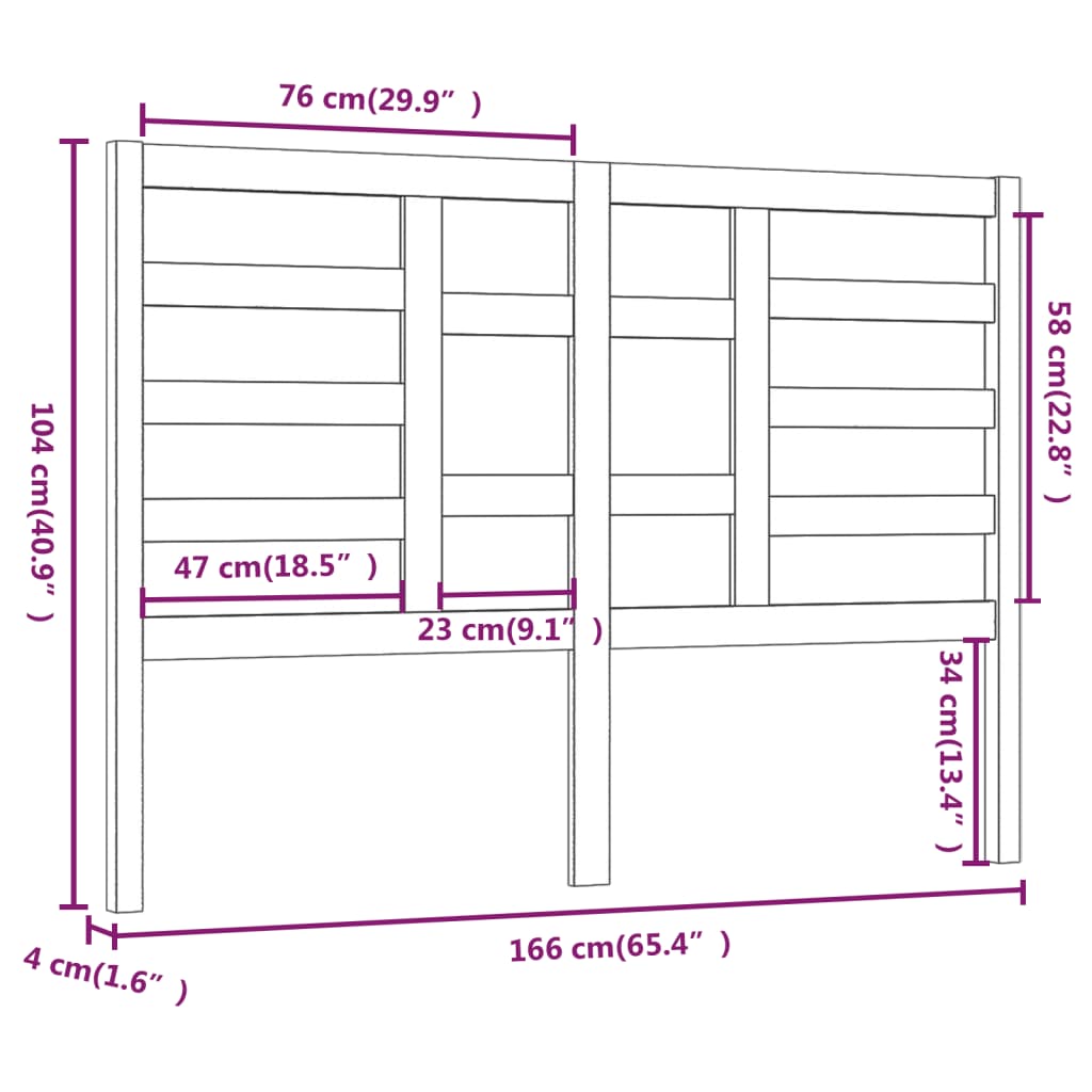 vidaXL Posteljno vzglavje belo 166x4x104 cm trdna borovina