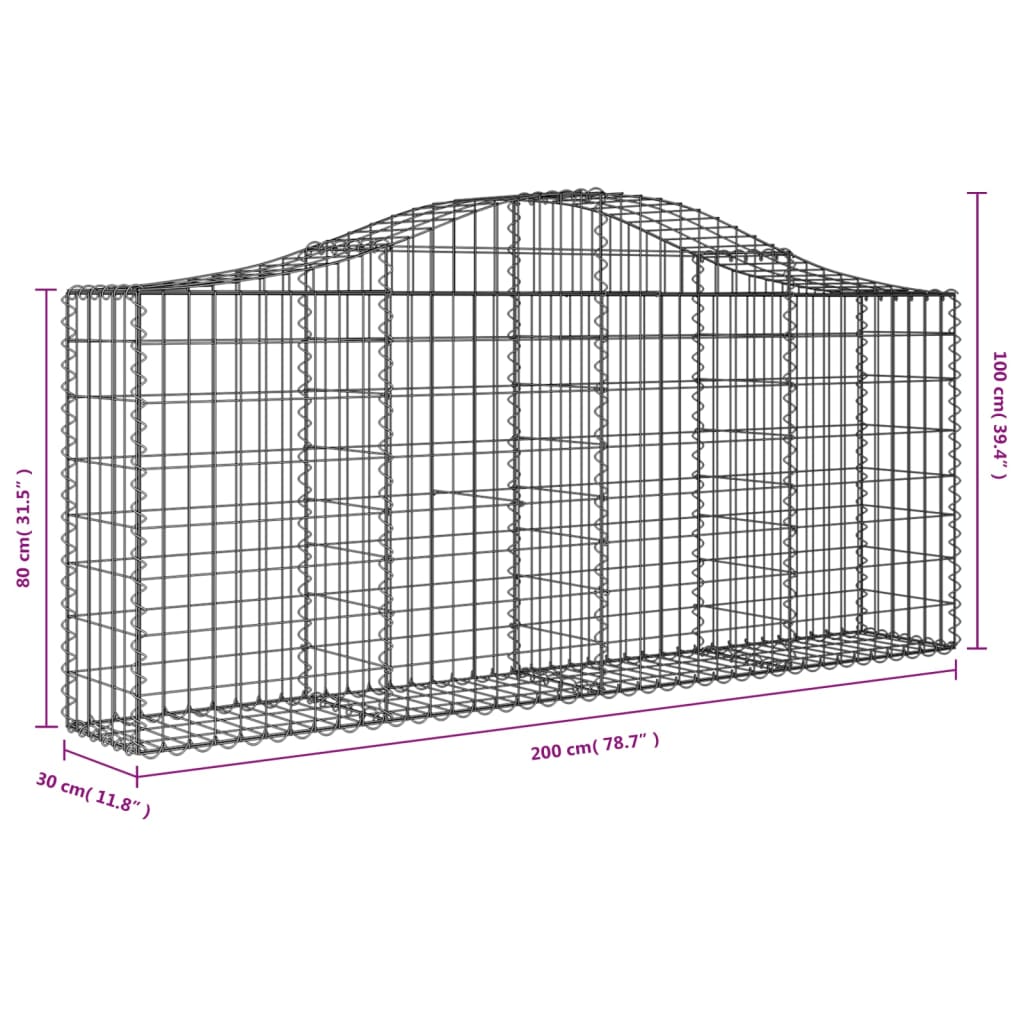 vidaXL Obokane gabion košare 3 kosi 200x30x80/100 cm pocinkano železo