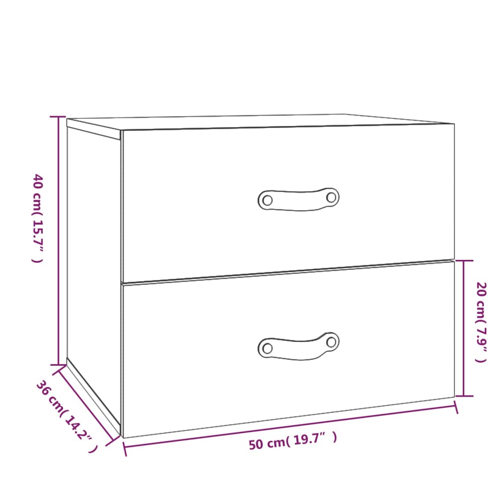 vidaXL Stenska nočna omarica 2 kosa siva 50x36x40 cm