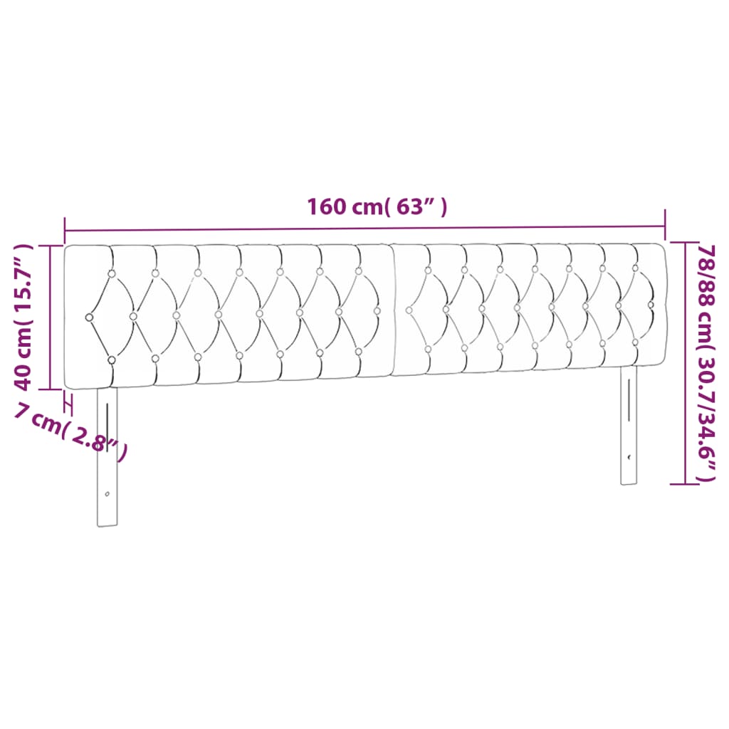 vidaXL Posteljno vzglavje 2 kosa krem 80x7x78/88 cm blago