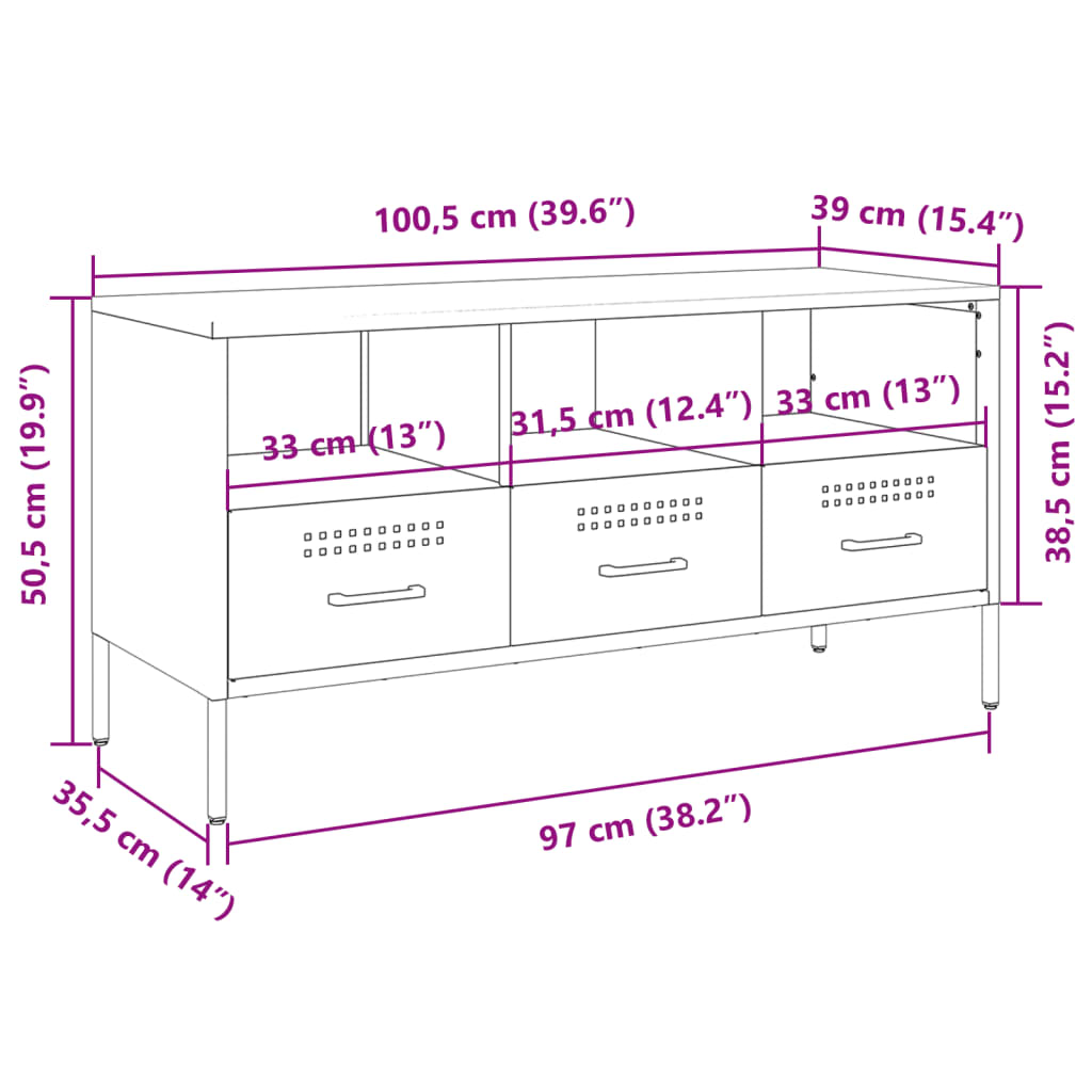 vidaXL TV omarica roza 100,5x39x50,5 cm hladno valjano jeklo