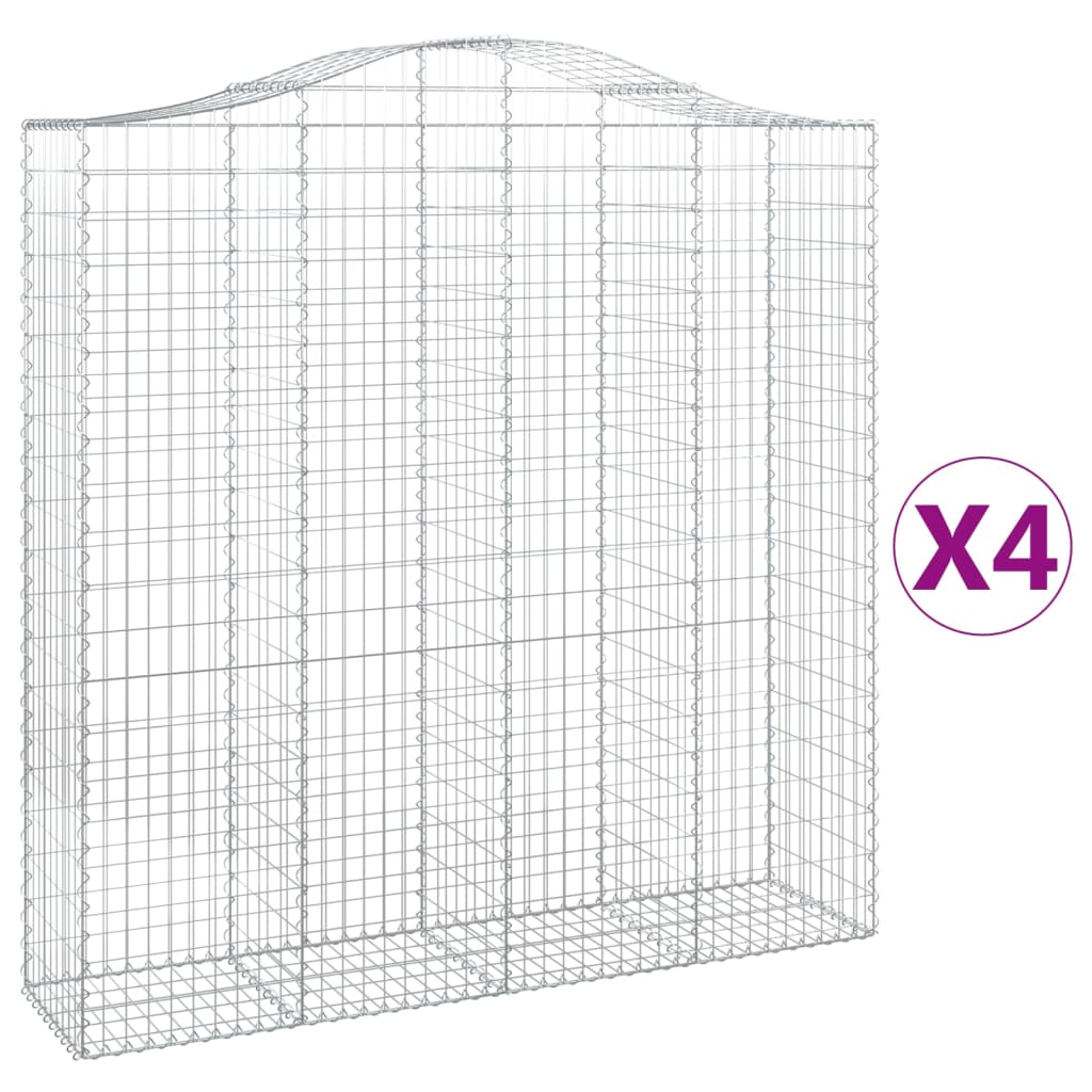 vidaXL Obokane gabion košare 4 kosi 200x50x200/220 cm pocinkano železo