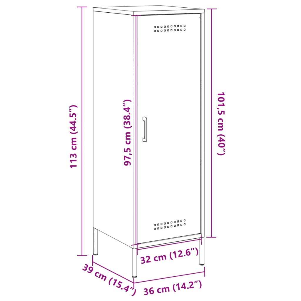 vidaXL Visoka omara olivno zelena 36x39x113 cm jeklo