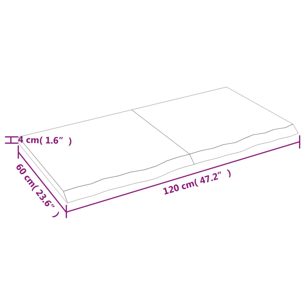 vidaXL Kopalniški pult svetlo rjav 120x60x(2-4) cm obdelan trden les