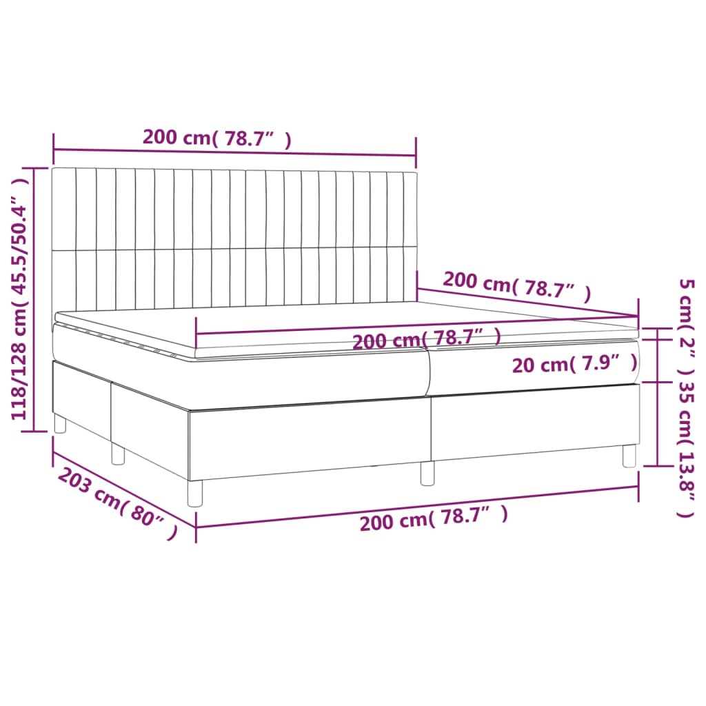 vidaXL Box spring postelja z vzmetnico temno rjav 200x200 cm blago