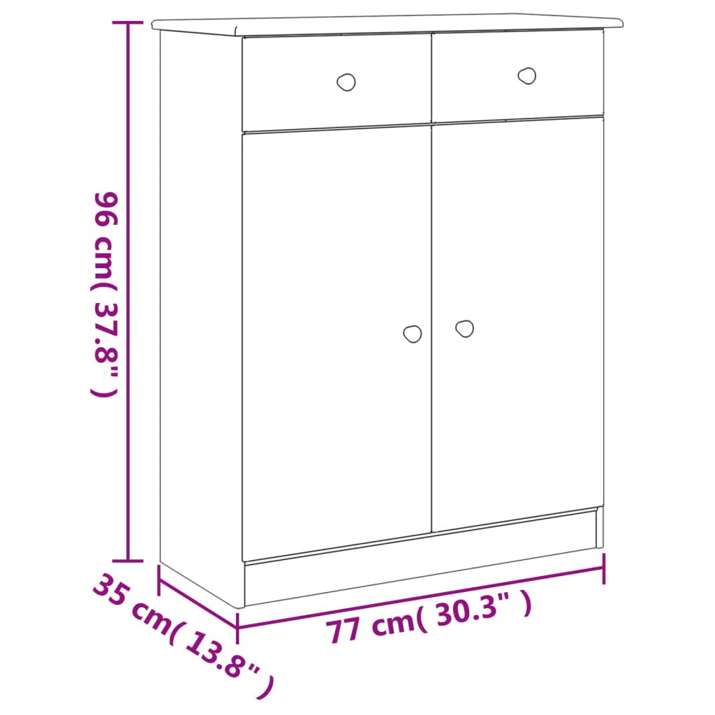 vidaXL Omara za čevlje ALTA 77x35x96 cm trdna borovina