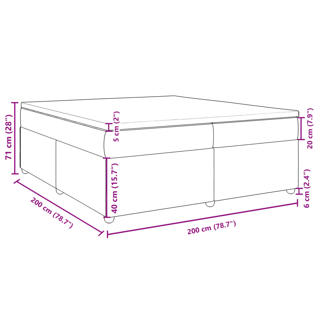 vidaXL Box spring postelja z vzmetnico temno siva 200x200 cm blago