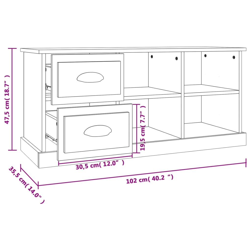 vidaXL TV omarica črna 102x35,5x47,5 cm inženirski les