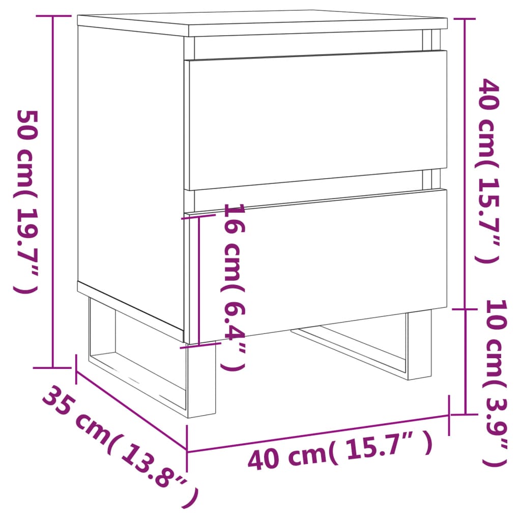 vidaXL Nočna omarica dimljen hrast 40x35x50 cm inženirski les