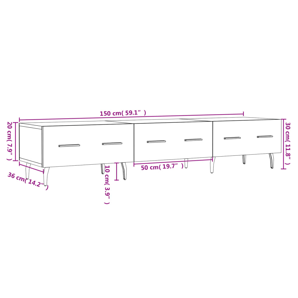 vidaXL TV omarica sonoma hrast 150x36x30 cm inženirski les