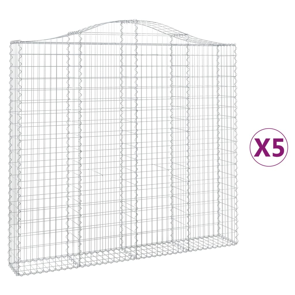 vidaXL Obokane gabion košare 5 kosov 200x30x180/200cm pocinkano železo