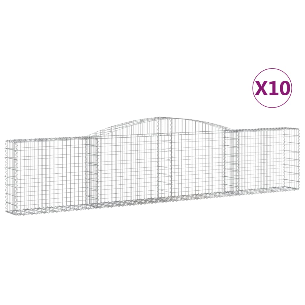 vidaXL Obokane gabion košare 10 kosov 400x30x80/100 cm cinkano železo