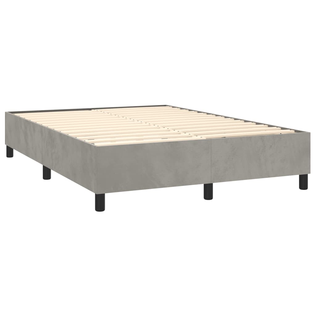 vidaXL Box spring postelja z vzmetnico svetlo siv 140x190 cm žamet