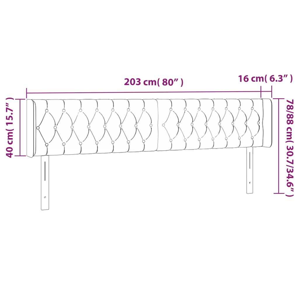 vidaXL Vzglavje z ušesi roza 203x16x78/88 cm žamet