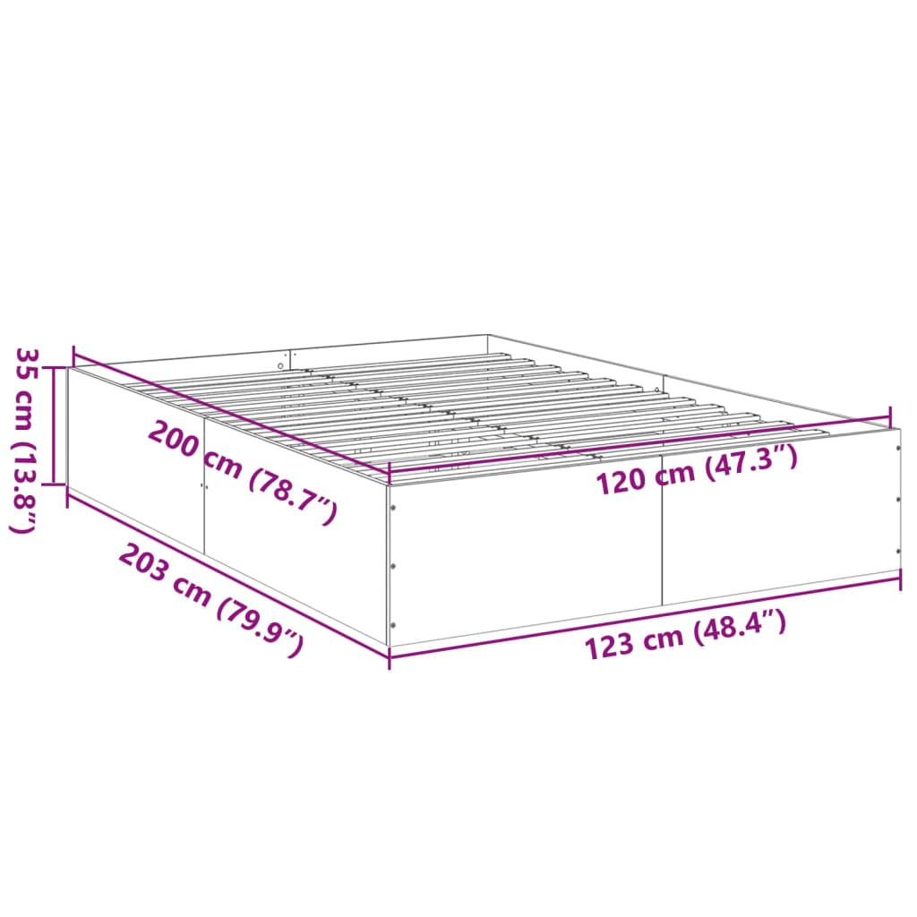 vidaXL Posteljni okvir rjav hrast 120x200 cm inženirski les