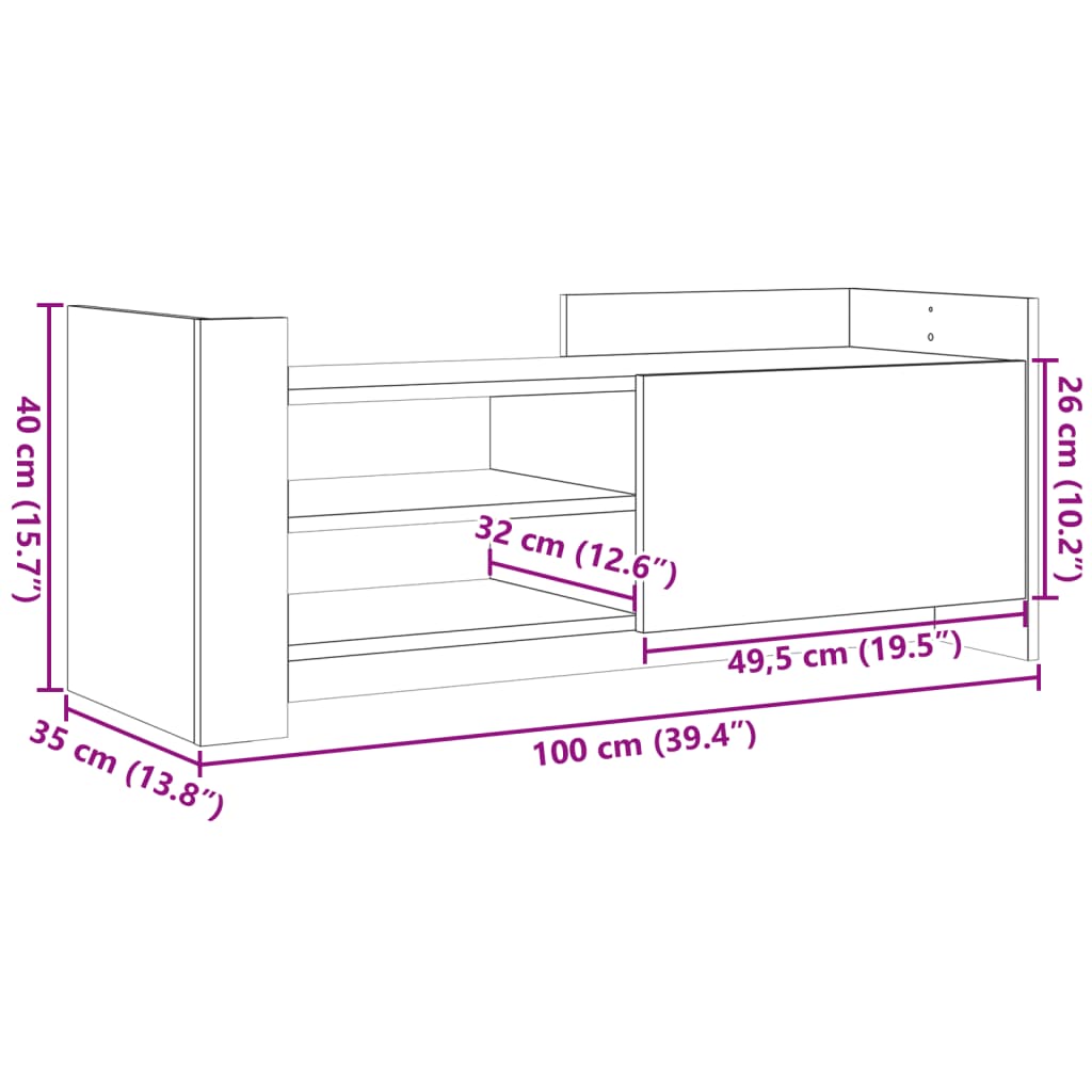 vidaXL TV omarica rjav hrast 100x35x40 cm inženirski les