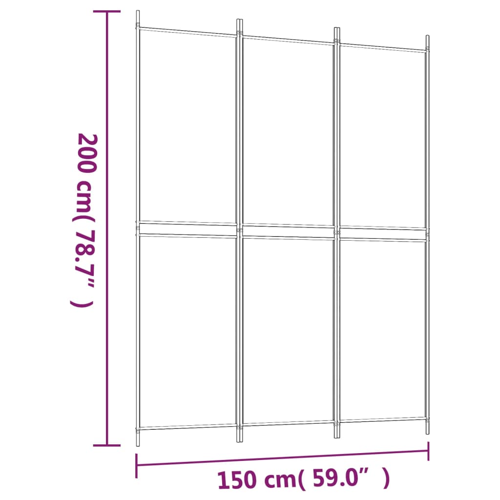 vidaXL Paravan 3-delni bel 150x200 cm blago