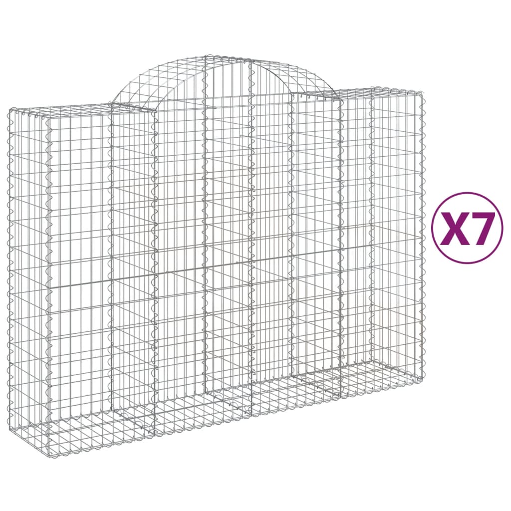 vidaXL Obokane gabion košare 7 kosov 200x50x140/160cm pocinkano železo