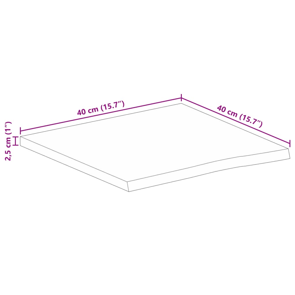 vidaXL Mizna plošča z naravnim robom 40x40x2,5 cm trden mangov les